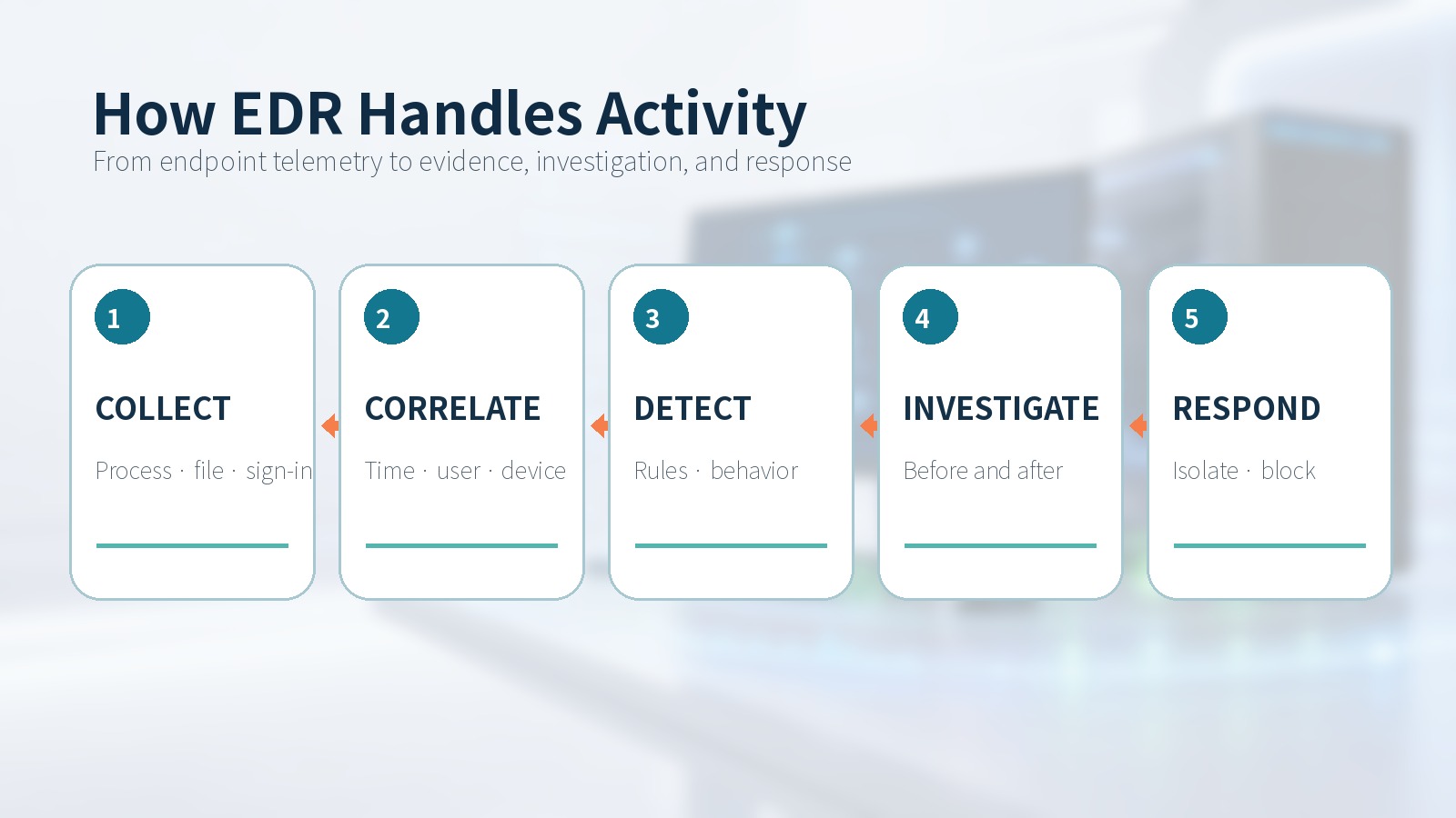 English infographic showing the EDR collection-to-response flow