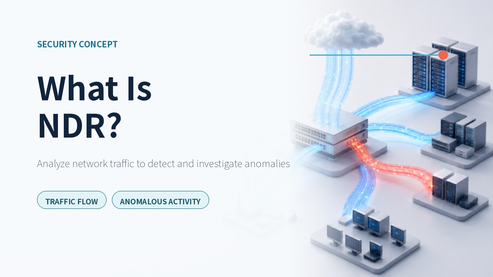 English cover illustrating network flows and anomalous traffic in NDR