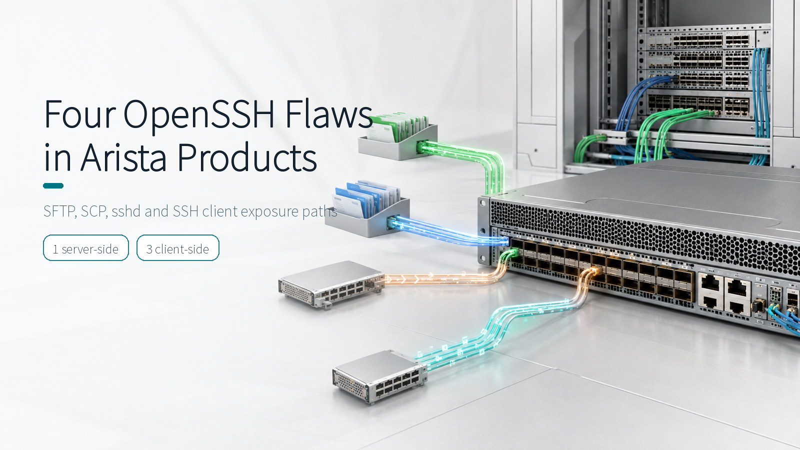Four OpenSSH vulnerabilities in Arista products and their client and server conditions