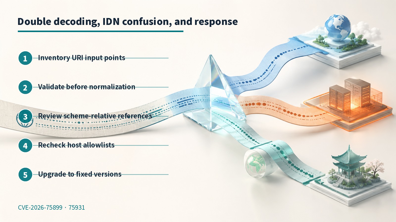 English infographic showing fast-uri normalization branches and response sequence