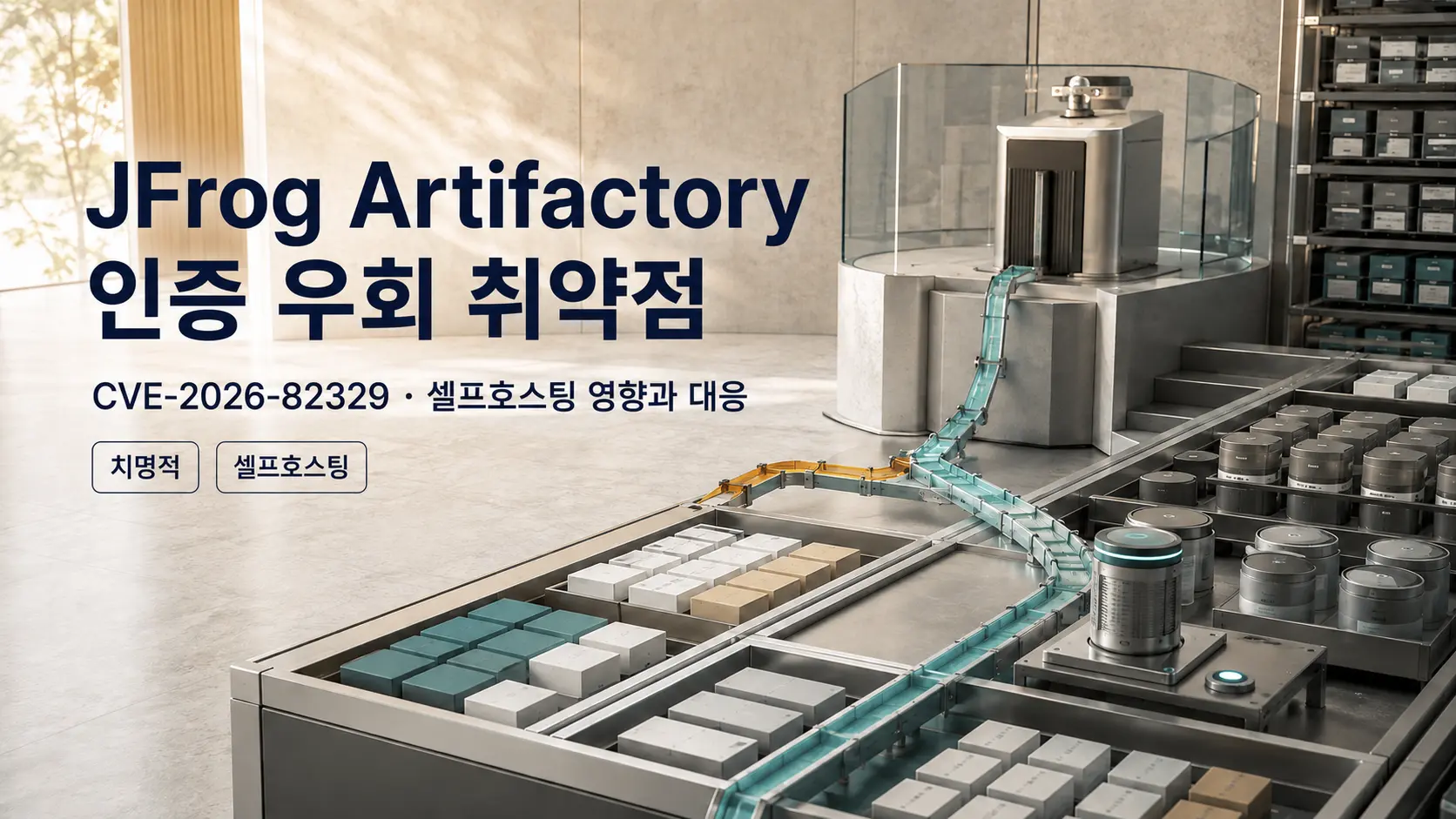 JFrog Artifactory 인증 우회 취약점과 관리자 권한 경계를 표현한 표지