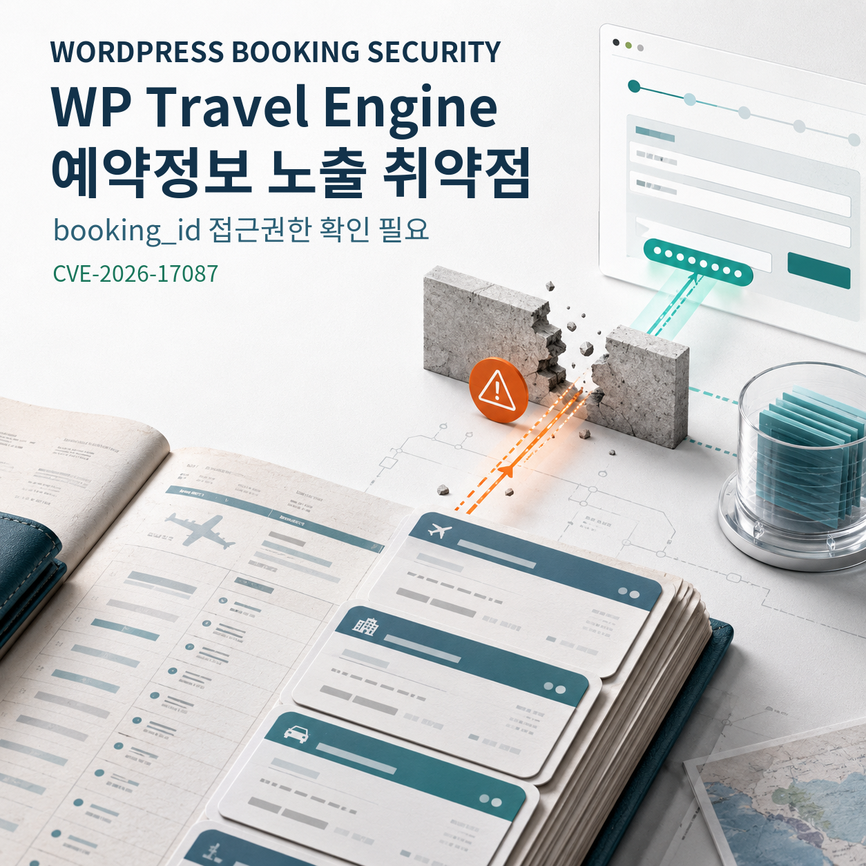WP Travel Engine 예약정보 접근권한 확인 누락 취약점을 표현한 표지