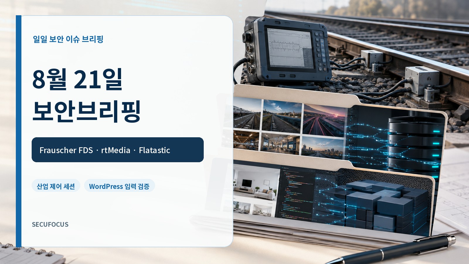 Frauscher FDS102, rtMedia, Flatastic을 다룬 8월 21일 보안브리핑 표지