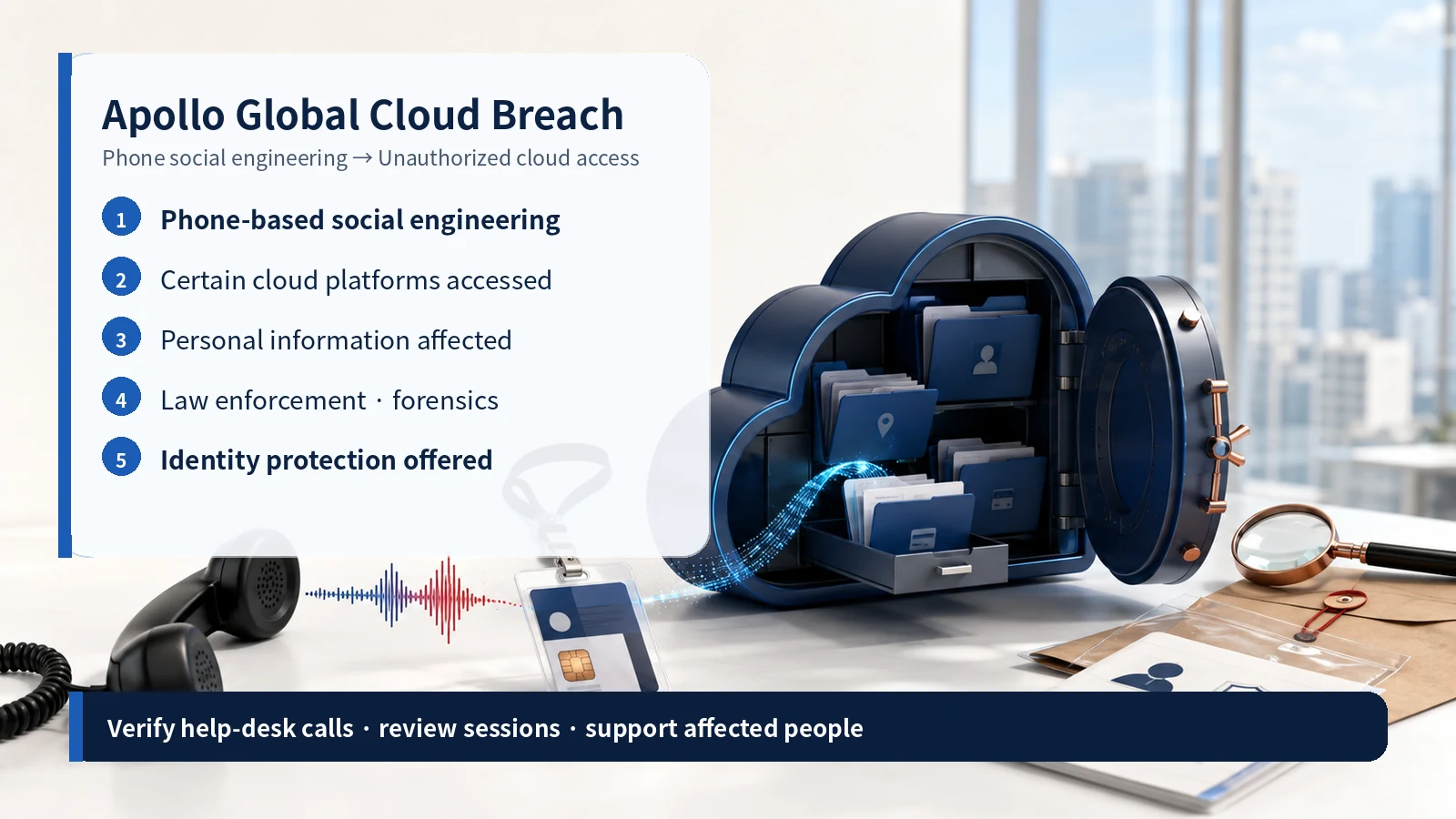Five-stage Apollo Global social-engineering and cloud-breach response