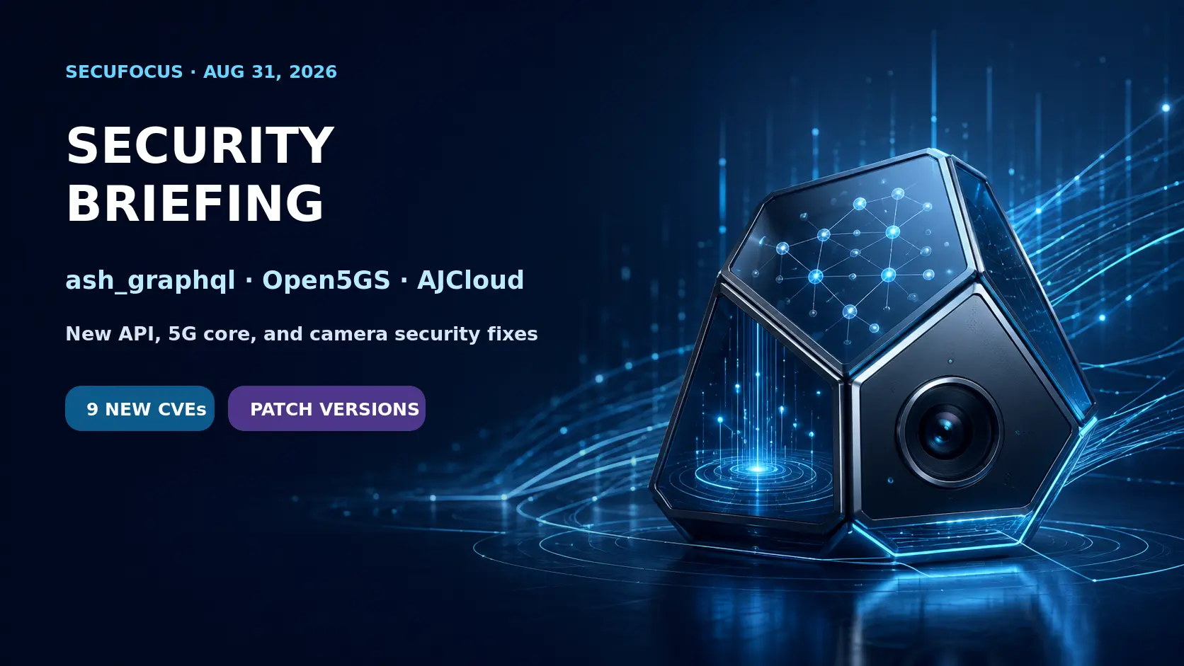 August 31 security briefing cover highlighting ash_graphql, Open5GS and AJCloud vulnerability checks