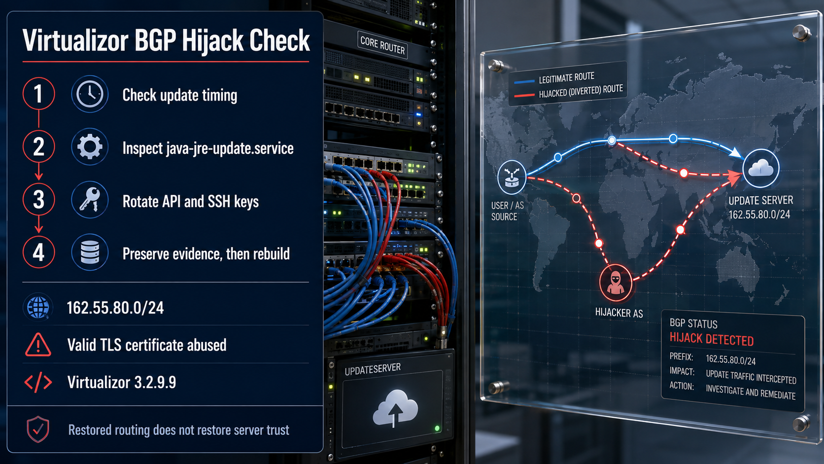 Virtualizor BGP hijack response flow