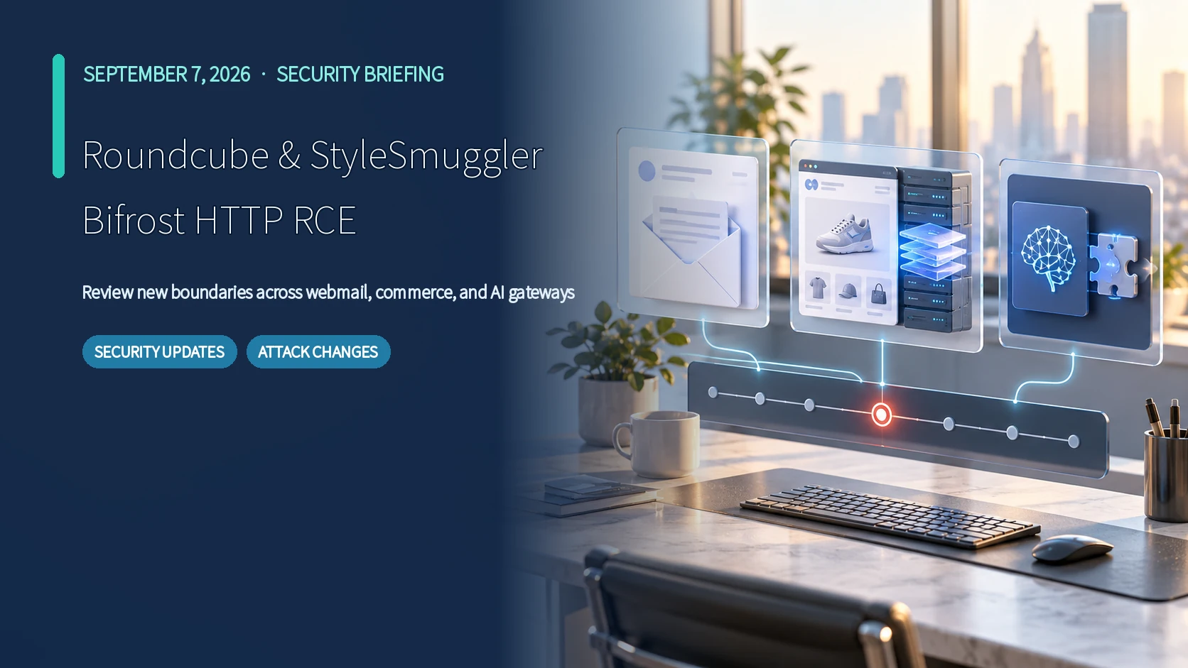 September 7 security briefing cover featuring Roundcube, StyleSmuggler and Bifrost