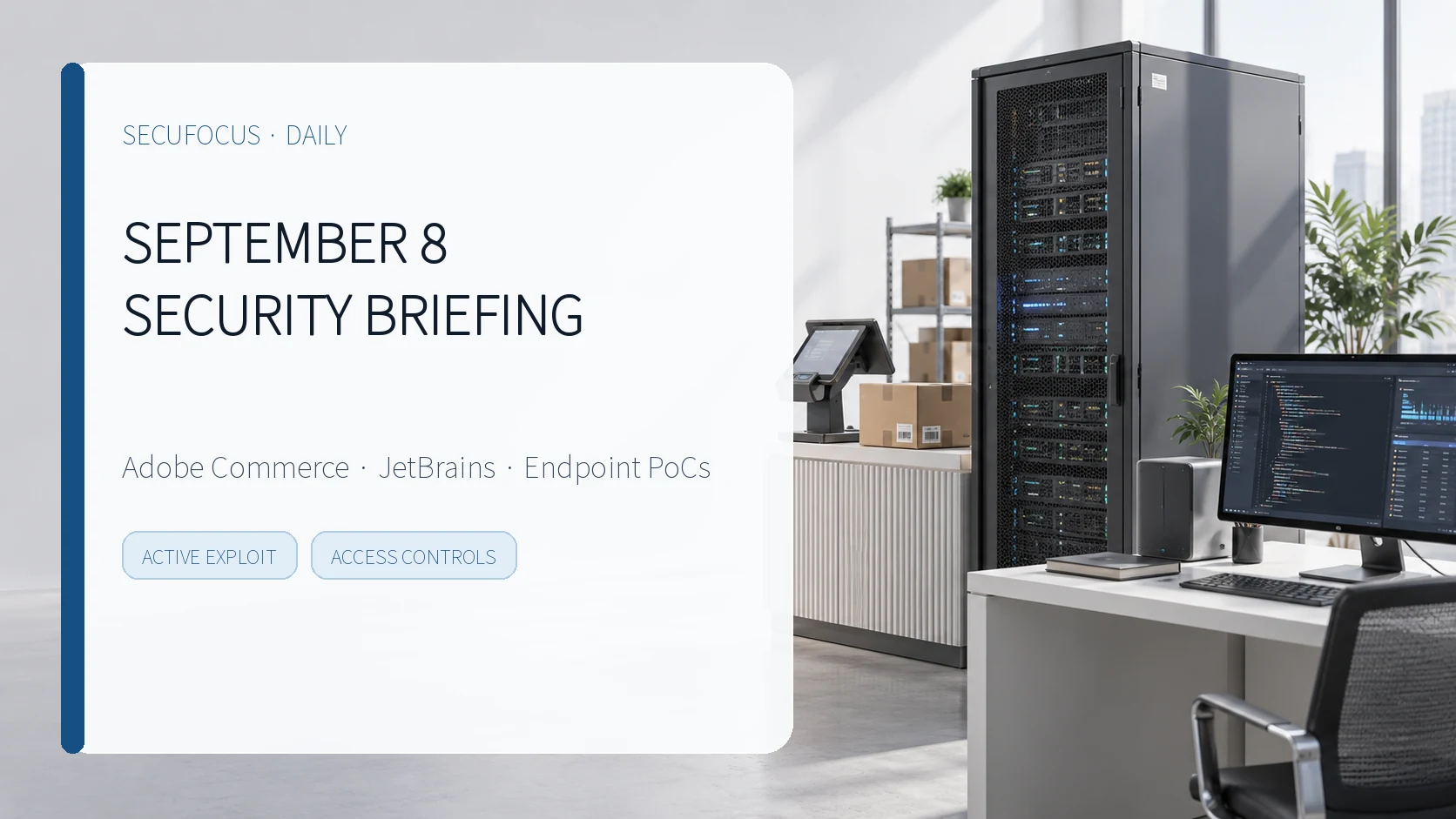 September 8 briefing on Adobe Commerce, JetBrains, and endpoint proof-of-concept disclosures