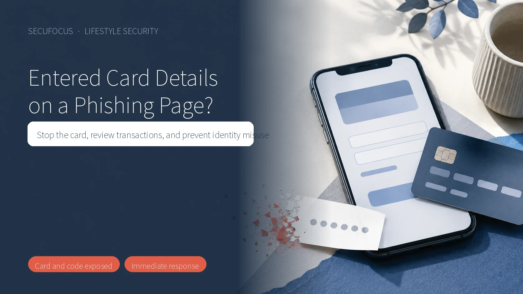 Cover showing a card and phishing checkout page with immediate response guidance