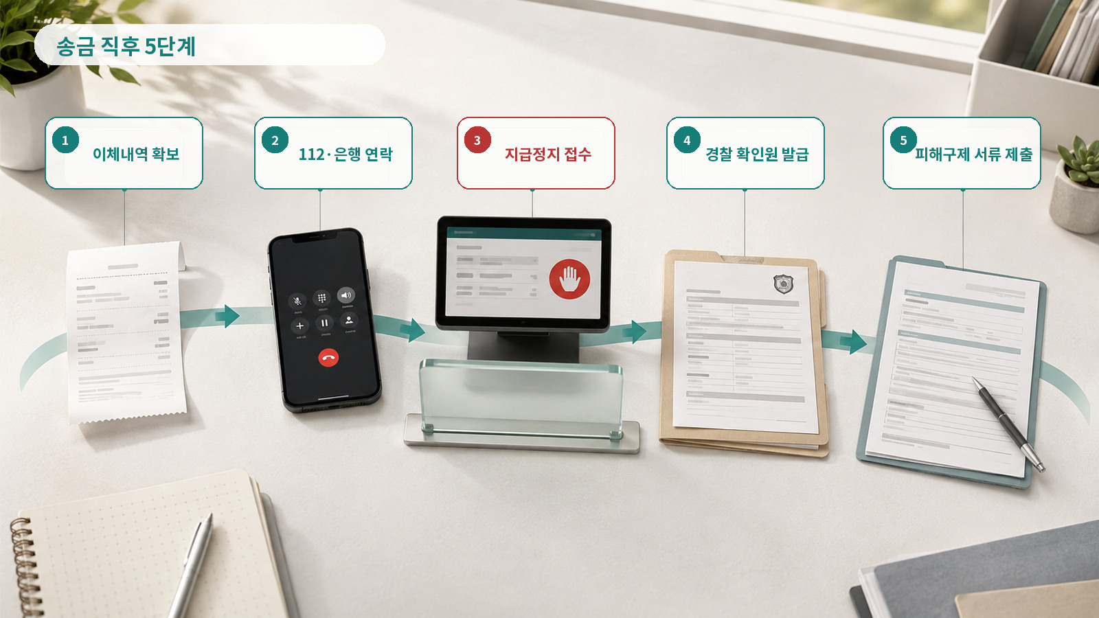 이체내역 확보부터 피해구제 서류 제출까지 이어지는 다섯 단계
