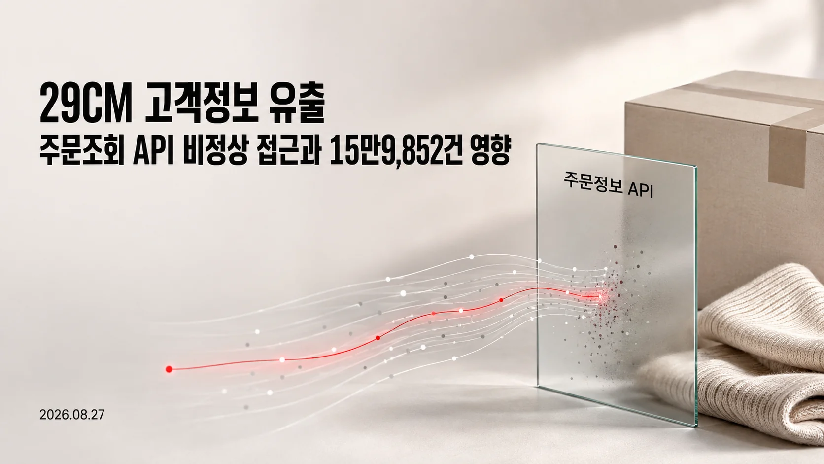 29CM 고객정보 유출과 주문정보 API 비정상 접근을 표현한 표지