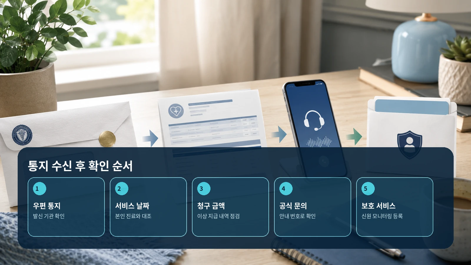 우편 통지 확인, 서비스 날짜 대조, 청구 금액 점검, 공식 문의, 보호 서비스 등록 순서
