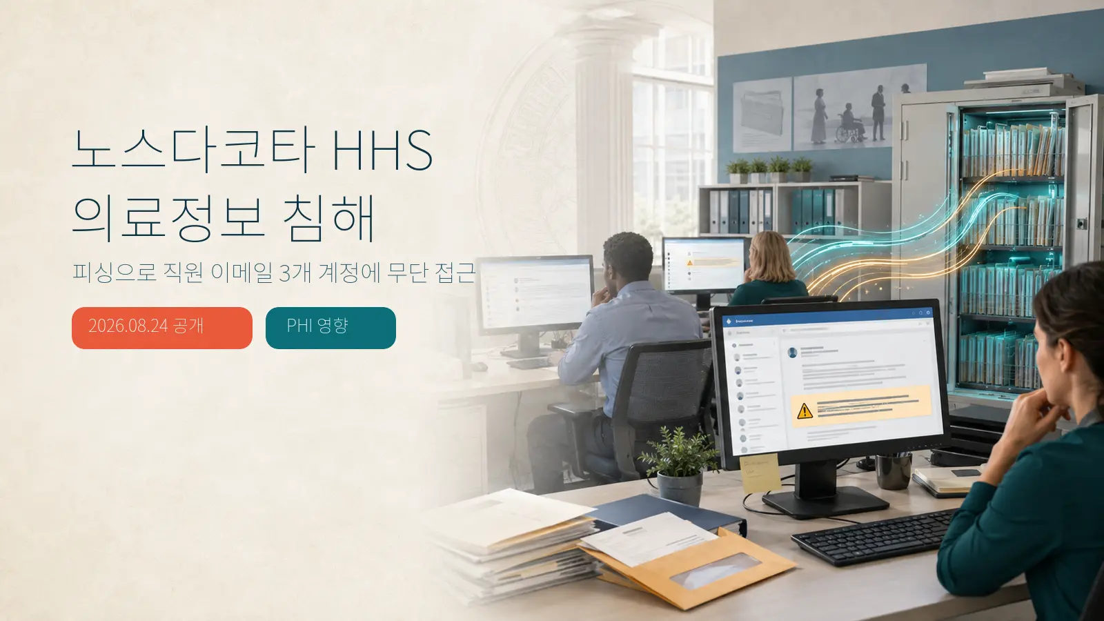 노스다코타 보건복지부 의료정보 침해 표지