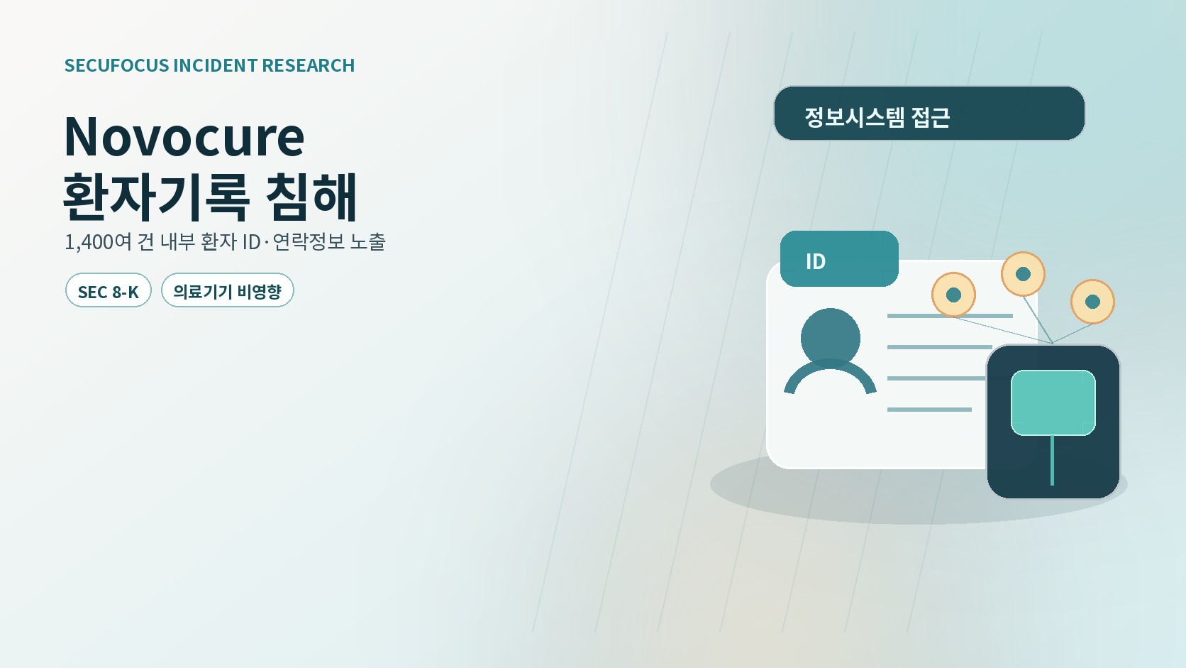 Novocure 환자기록 침해와 정보시스템 접근을 표현한 한국어 표지