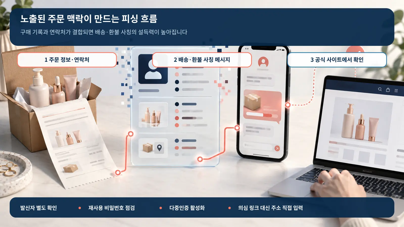 노출된 주문 정보와 연락처가 배송·환불 사칭으로 이어질 수 있는 흐름