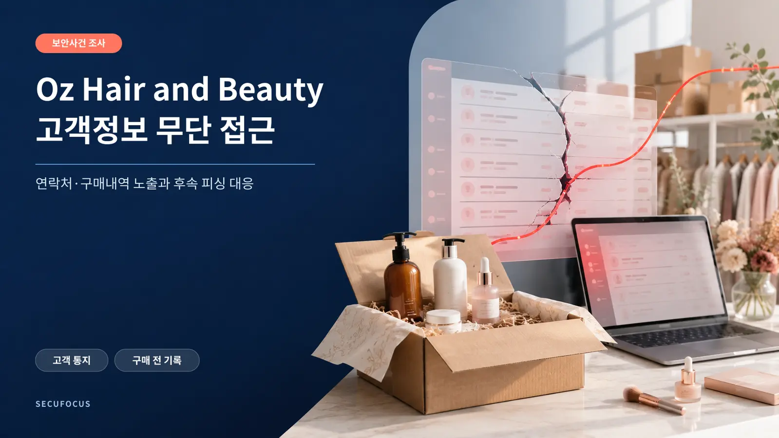 Oz Hair and Beauty 고객정보 무단 접근과 주문정보 노출을 표현한 표지