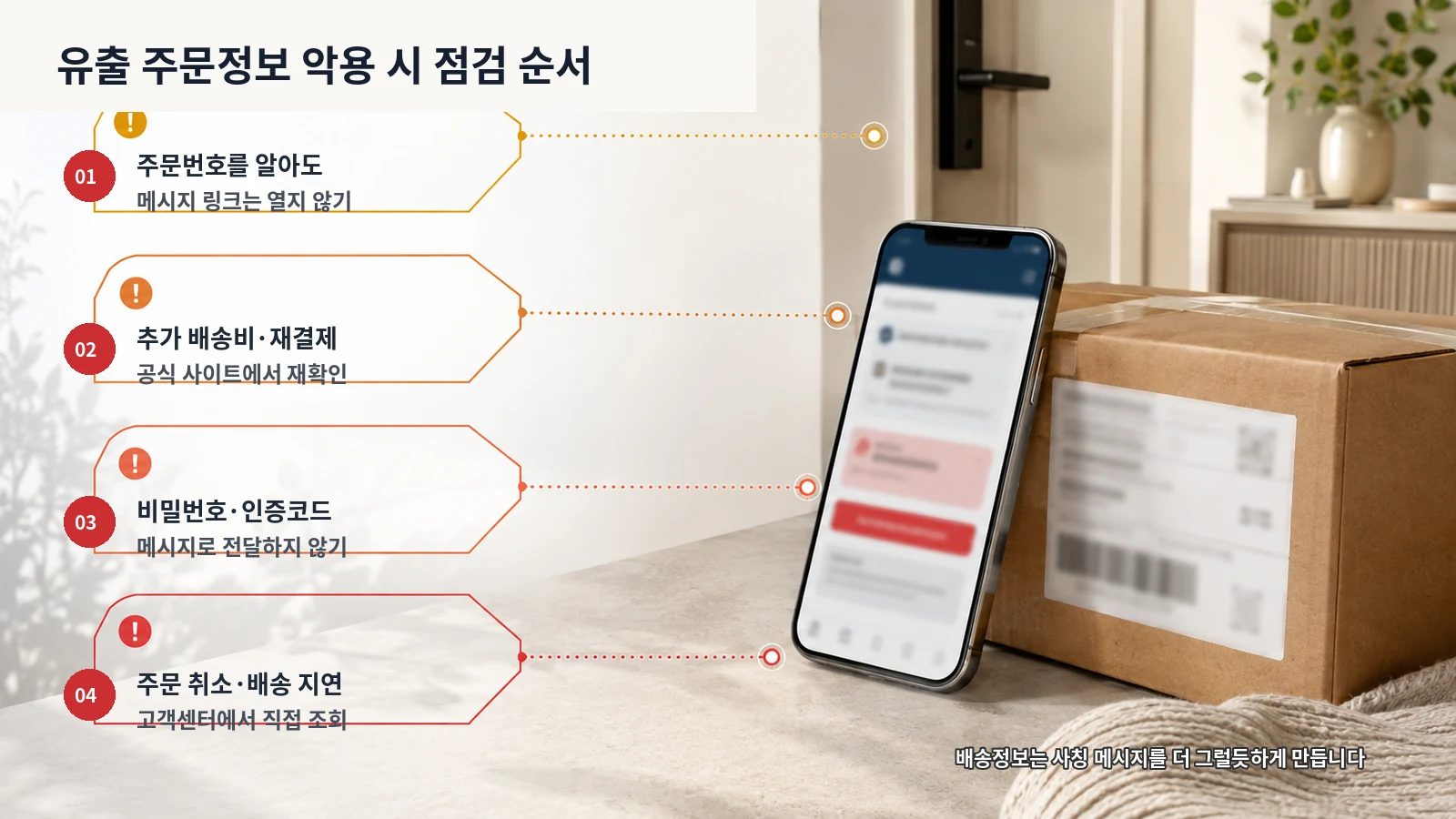 유출된 주문정보를 악용한 배송 사칭 메시지 점검 순서