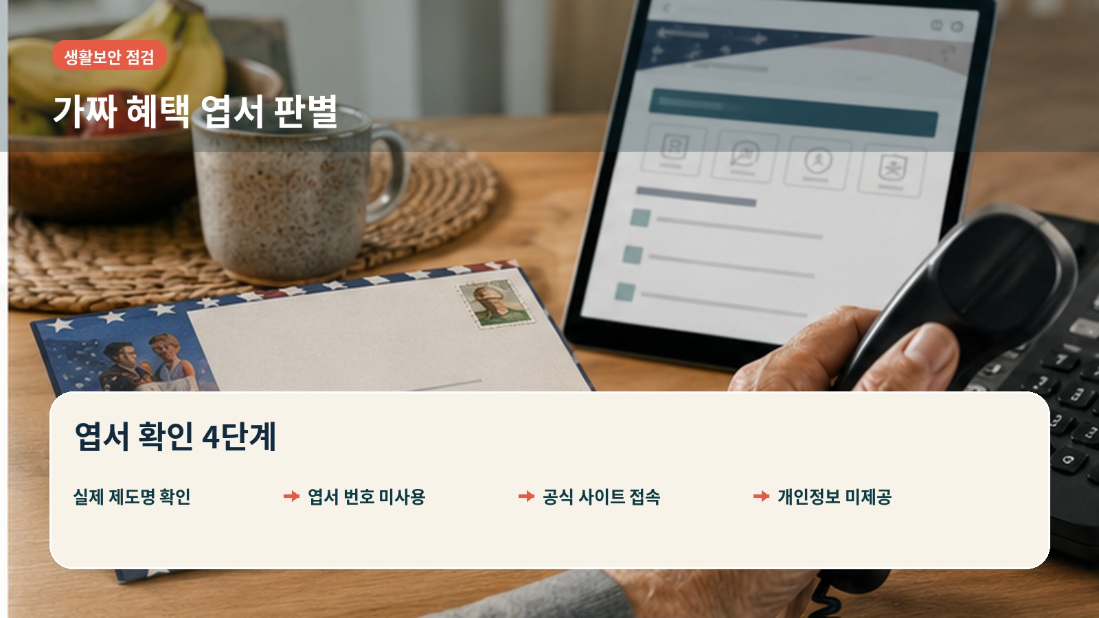 가짜 혜택 엽서의 제도명과 연락처를 공식 사이트에서 독립 확인하는 4단계