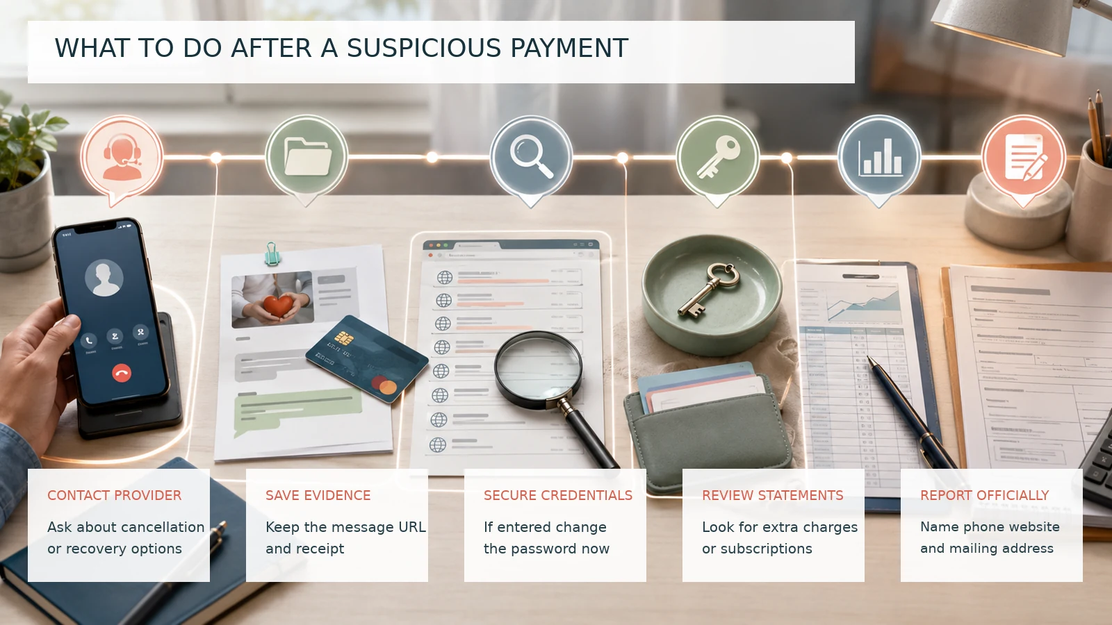 Five response steps after a suspicious donation payment