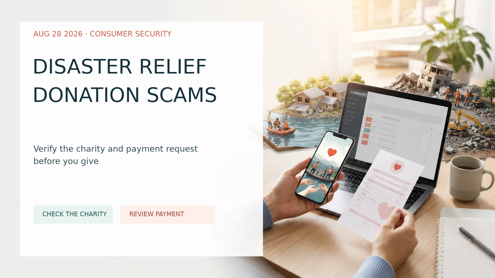 Disaster relief donation request checked against official charity information